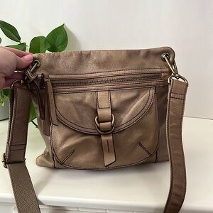 Fossil Metallic Taupe Crossbody Bag